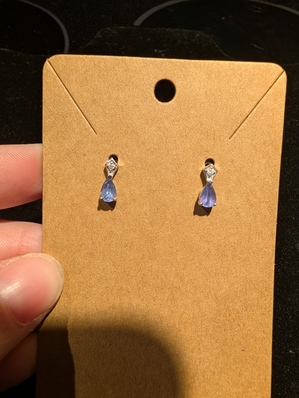 Sterling Silver Teardrop Blue Stud Earrings
